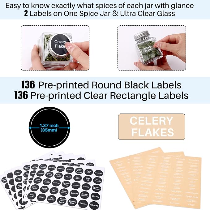 MIUKAA 49-Pack Cube Glass Spice Jars - Image 5