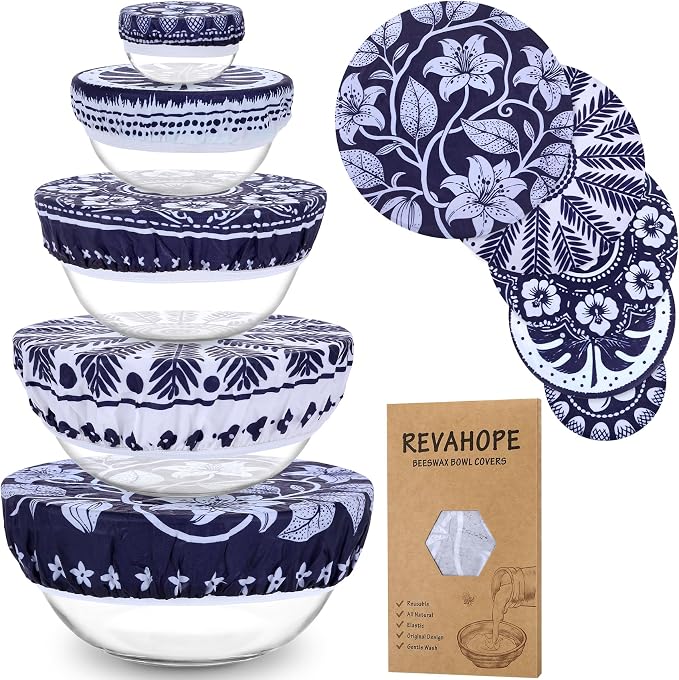 5-Size Reusable Beeswax Bowl Covers by Revahope