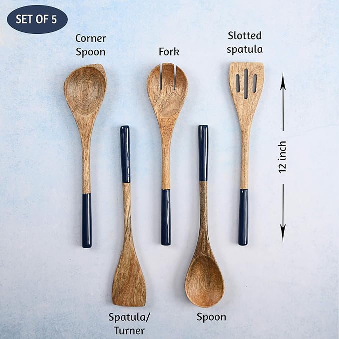 Folkulture Wooden Spoons for Cooking | 12" Premium Acacia Wooden Utensil Set of - Image 2