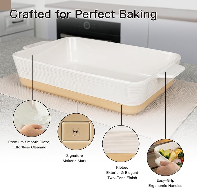 Dafuceramic Casserole Dish for Oven, 4.2 QT Baking Dish, 9x13 Large Porcelain - Image 5