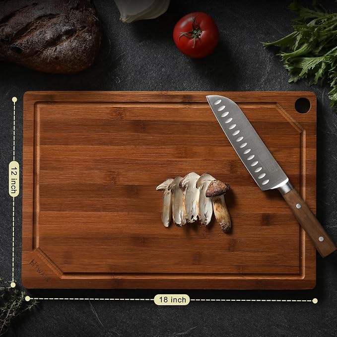 Hiware Wood Cutting Boards for Kitchen, Heavy Duty Bamboo Cutting Board - Image 2