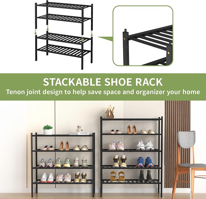 ROMGUAR CRAFT 5 Tier Bamboo Shoe Rack - Image 5