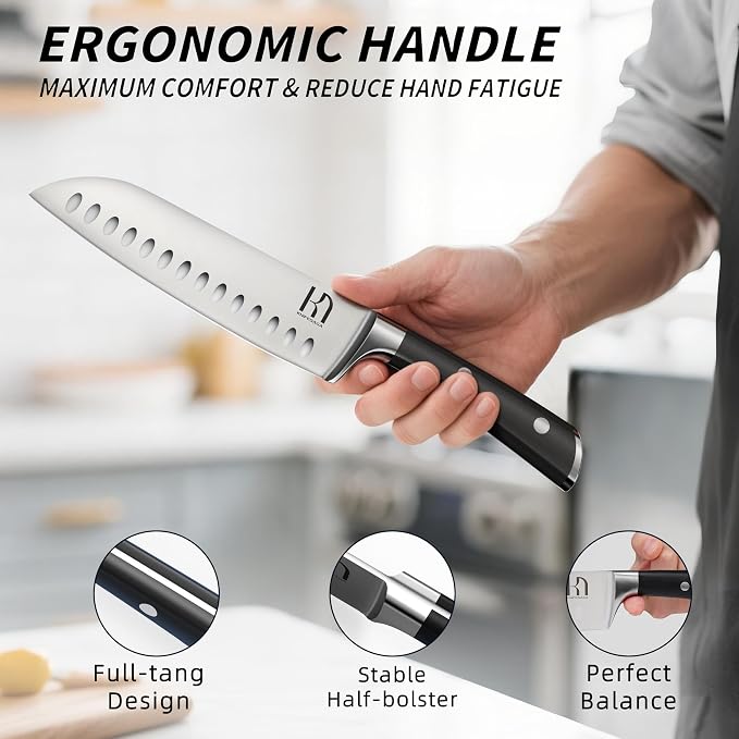 KnifeSaga Knife Set with Block, Japanese 15 PCS Ultra Sharp Ktichen Knives Set - Image 3