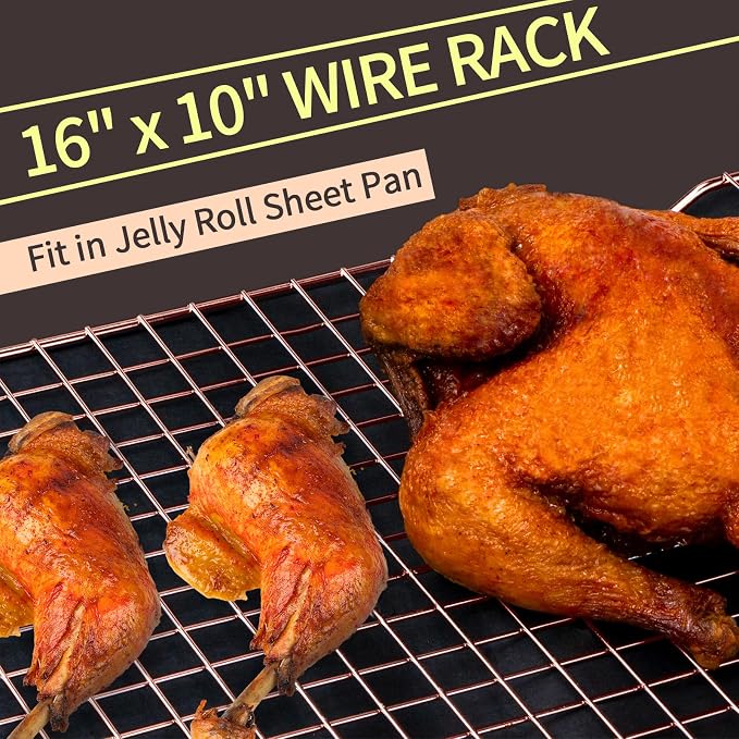 BRIOUT Cooling Rack for Baking, 16x10 Inches Baking Rack, Thick Wire Cookie - Image 3