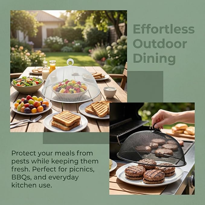 MAGICLULU 2-Pack Metal Mesh Food Covers, 11.8-Inch Net Dome Plate Fly Tents - Image 2