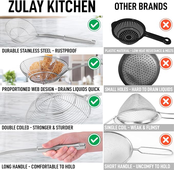 Zulay Kitchen Premium Stainless Steel Spider Skimmer 15.35” - Image 7