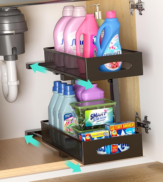 Under Sink Organizer, Height Adjustable Organization and Storage Series by Beleeb
