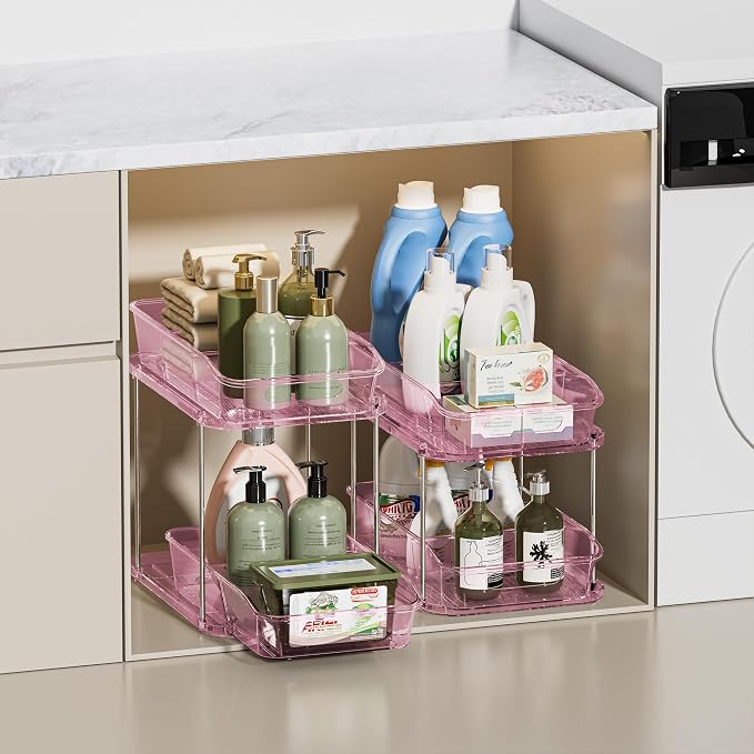 Delamu 2-Tier Under Sink Organizers and Storage, Pull Out Kitchen Pantry - Image 5