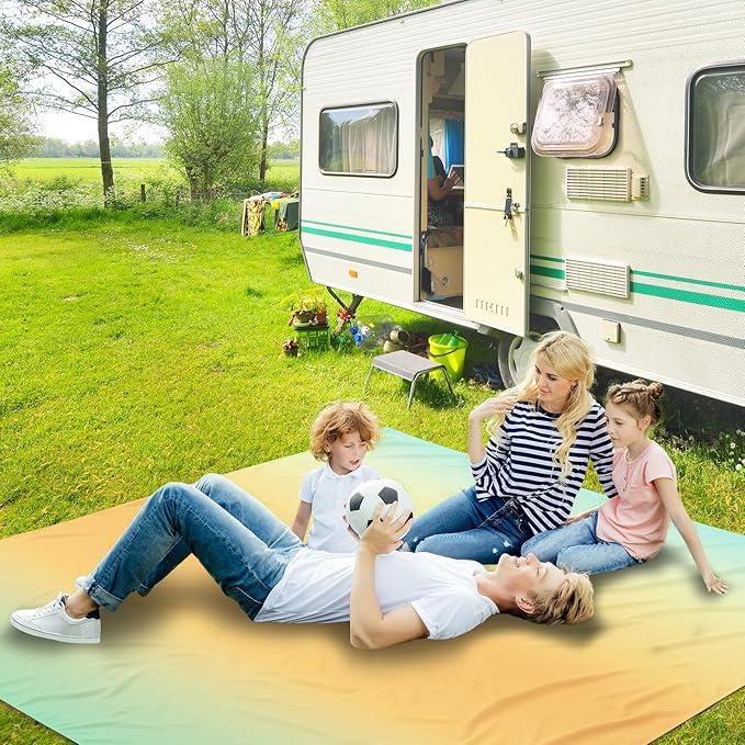 WIWIGO Beach Blanket Waterproof Sandproof Beach Mat 79" X 83"/10'x9'for 2-8 - Image 6
