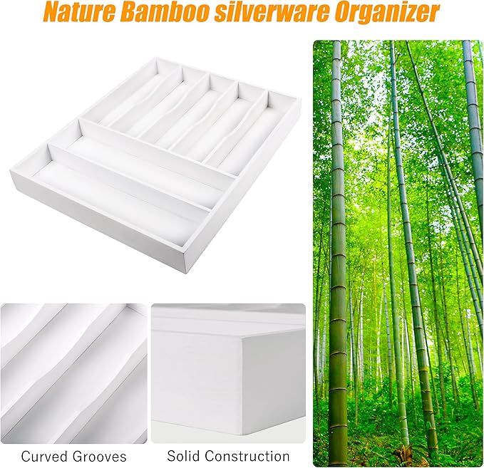 Kitchen Silverware Drawer Organizer and Storage Deep Cookware Utensil Cutlery - Image 2