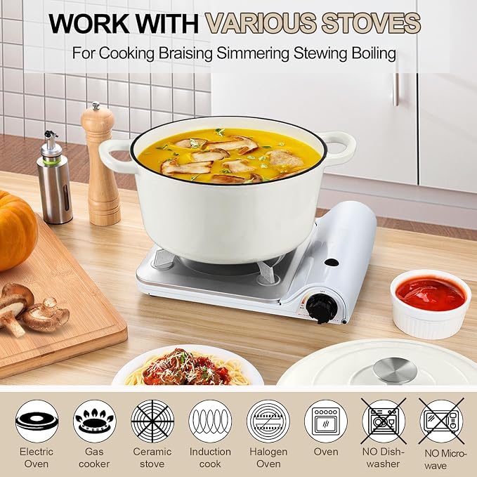 P&P CHEF 7QT Enameled Dutch Oven, Cast Iron Dutch Oven Pot - Image 4