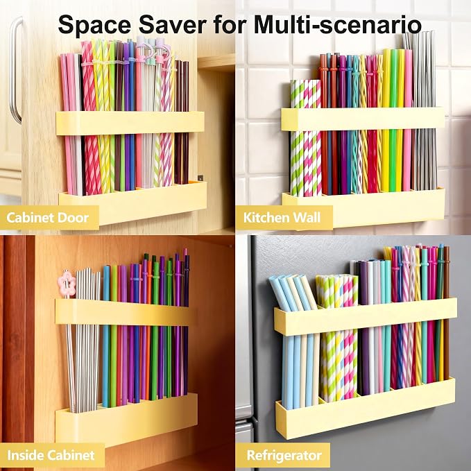 Straw Holder for Cabinet Door, 9.6” Adjustable Two-Part Large Acrylic Straws - Image 4