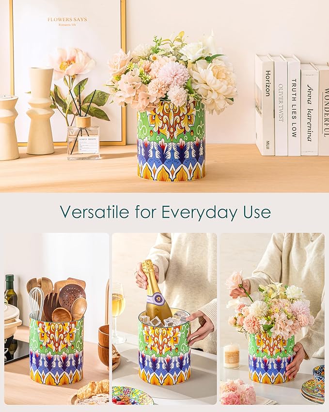 vancasso SIMI Utensil Holder, 7.3"+5.5" Porcelain Kitchen Utensil Holder - Image 5