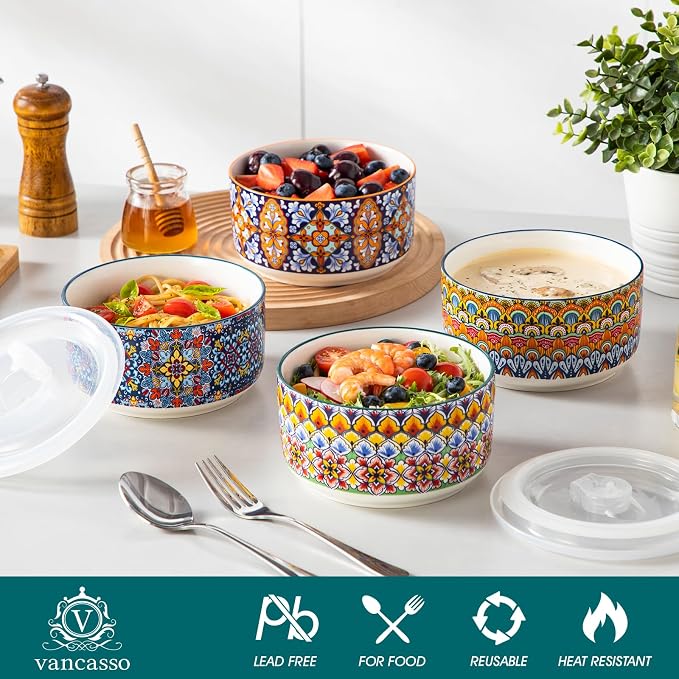 vancasso 36 oz Ceramic Bowls - Image 3