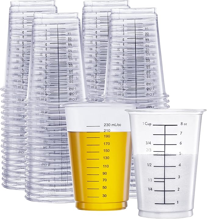 GUSTO 10 oz Clear Plastic Measuring Cups Disposable Multipurpose Cups by GUSTO