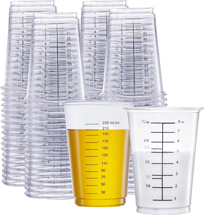 GUSTO 10 oz Clear Plastic Measuring Cups Disposable Multipurpose Cups by GUSTO