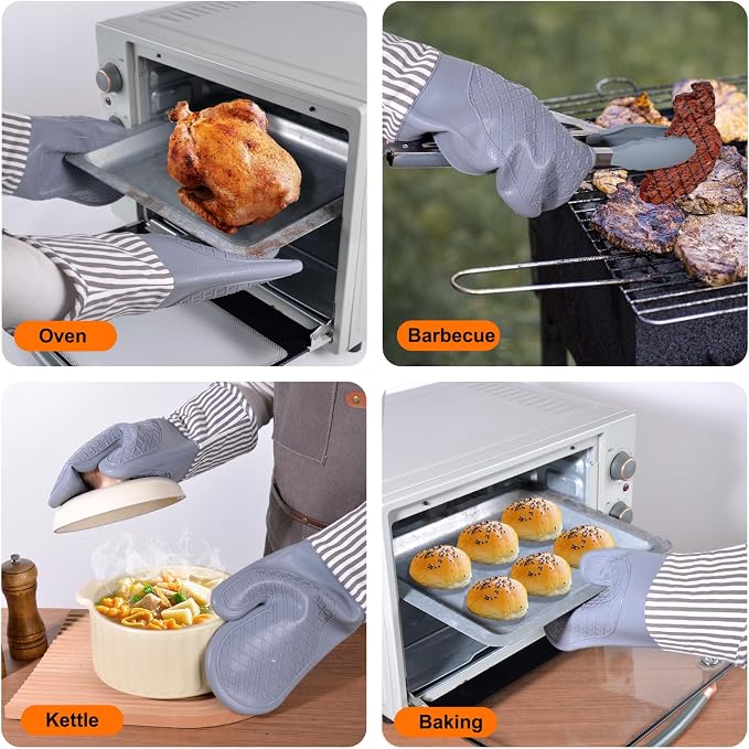 Silicone Oven Mitts, Heat Resistant Oven Gloves - Image 5