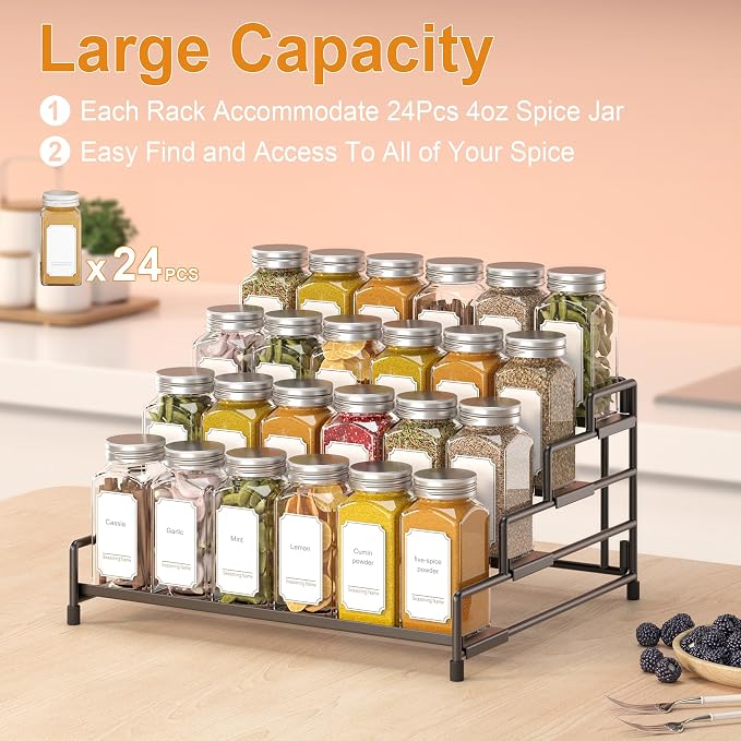 RUILALIFE 4-Tier-Spice-Rack-Organizer-for-Cabinet, Adjustable Depth Spice - Image 4