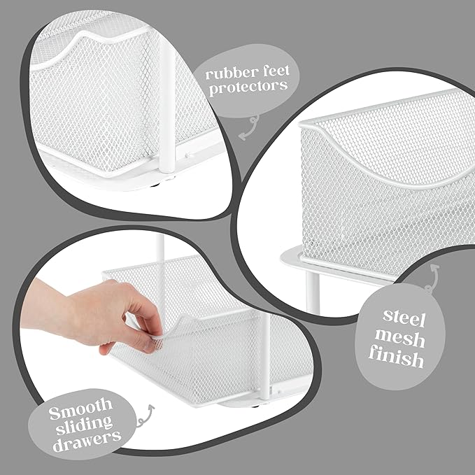 Sorbus 2 Sets of 2 Tier Metal Under Sink Organizer - Image 5