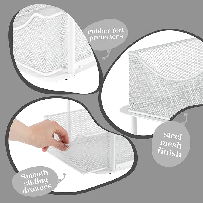 Sorbus 2 Tier Under Sink Bathroom Organizers and Storage, Strong Steel Mesh - Image 5