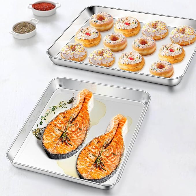 Homikit 2 Pack Baking Sheet, 9 x 13 Inches Stainless Steel Quarter Sheet Pan Set - Image 4