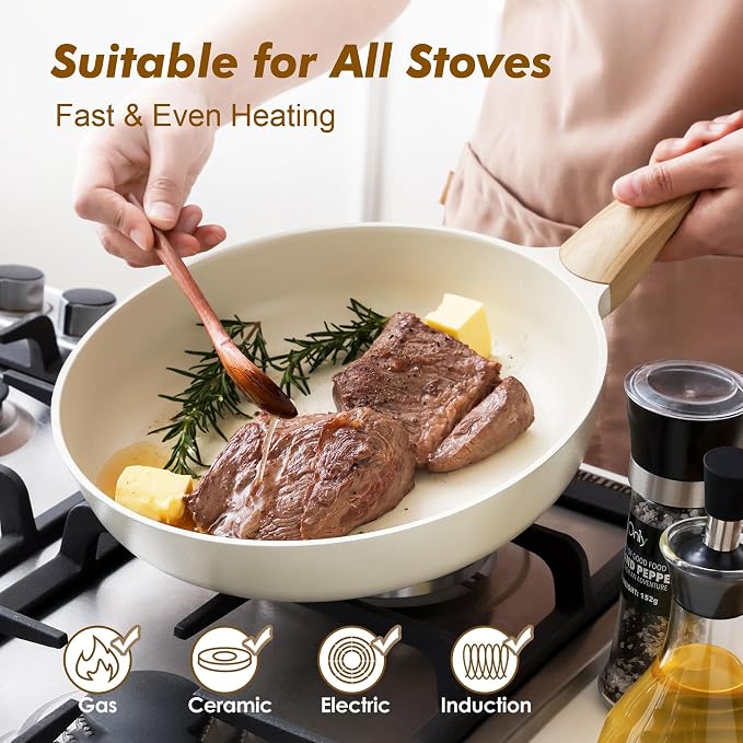 SENSARTE Ceramic Nonstick Frying Pan Small Skillet 8/9.5/11/12.5Inch Non Stick - Image 3