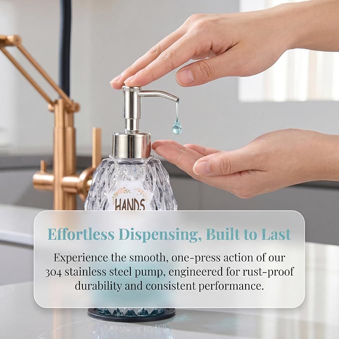 MALACHI Soap Dispenser Set, Crystal-Textured Diamond Glass - Image 2