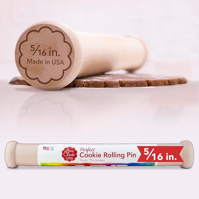 Perfect Cookie Rolling Pin 5/16-in. Fixed Depth Hardwood Made in the USA by Ann by AnnClarkCookieCutters