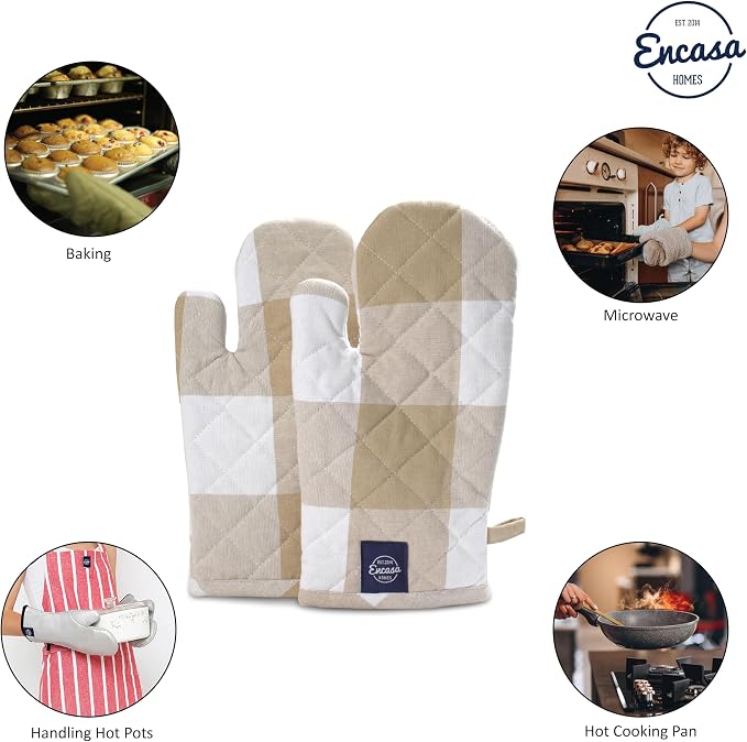 Encasa XO Long 12"x7" Oven Microwave Hand Gloves Mitts - Image 6