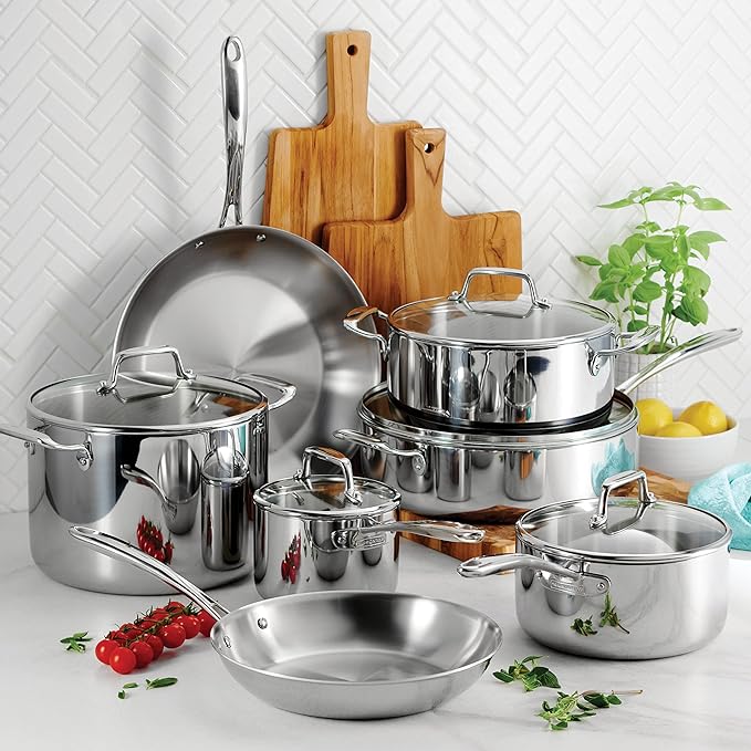 Tramontina Tri-Ply Clad Stainless Steel 12-Piece Cookware Set - Image 2