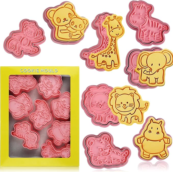 Animal Cookie Cutters With Plunger Stamps Set, 8 Piece 3D Animal Embossing - Image 7