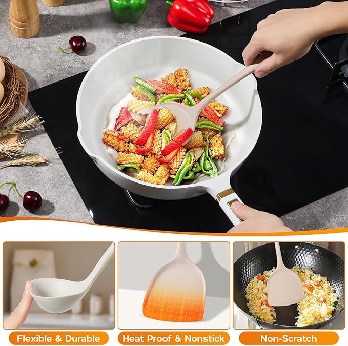 Onader Kitchen Cooking Utensils Set, Heat Resistant & Nonstick Cookware Friendly - Image 3