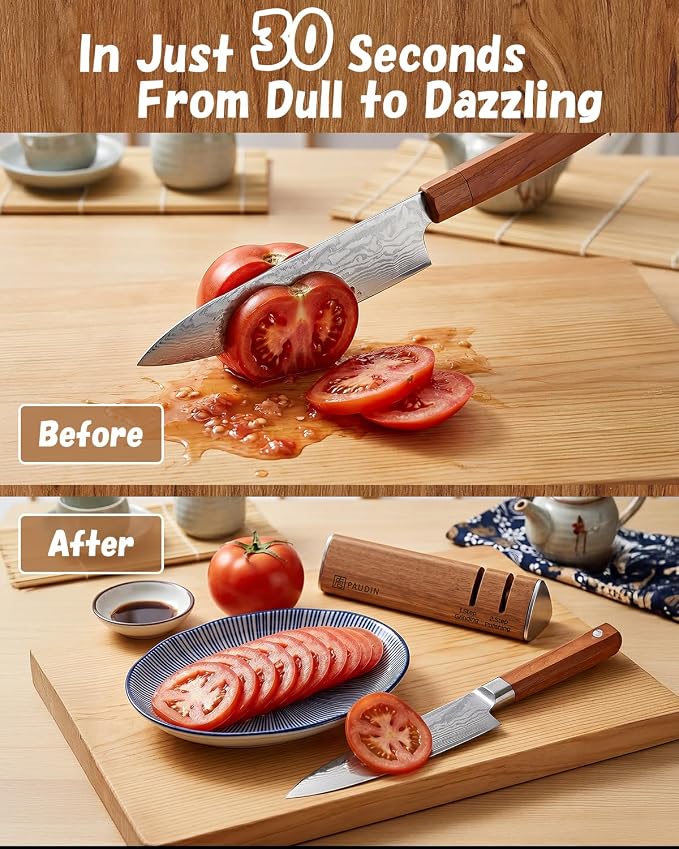 PAUDIN Walnut Knife Sharpener – 2-Stage Sharpening - Image 3