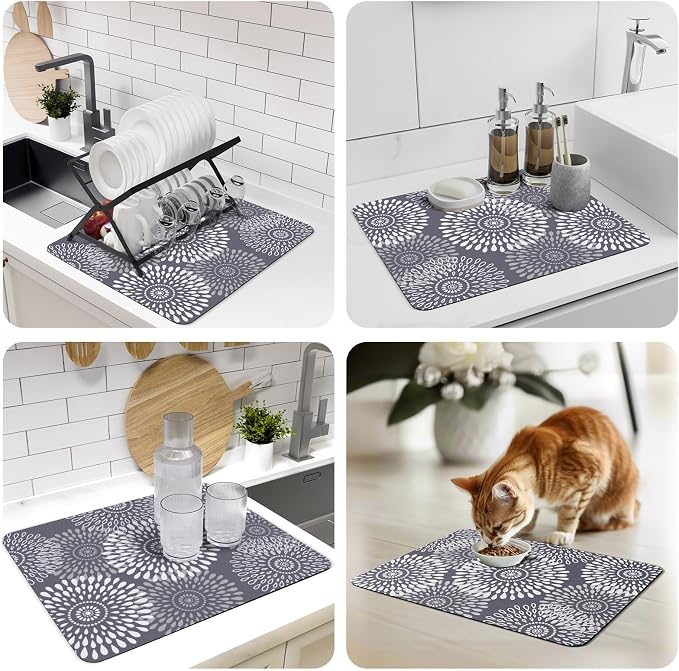 LuxStep Dish Drying Mat Super Absorbent Kitchen Counter Mat Rubber Backing - Image 7