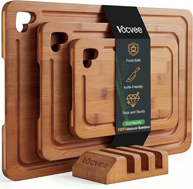Bamboo Cutting Boards for Kitchen, Wood Cutting Board by Vocvee