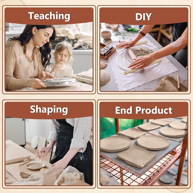 Sasylvia 20 Pcs Pottery Rolling Pin Guides Wood Teaching Rolling Mud Stick - Image 6