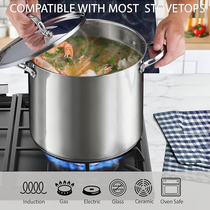 Cooks Standard 18/10 Stainless Steel Stockpot 12-Quart, Classic Deep Cooking - Image 3