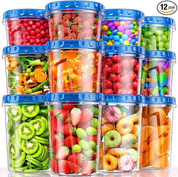 BiuLeon 12 Pack- 34/24/17oz Freezer Storage Containers, Plastic Food Storage by Unknown
