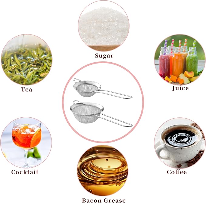 2 Pack Fine Mesh Strainers, Mini Stainless Steel Strainer - Image 4