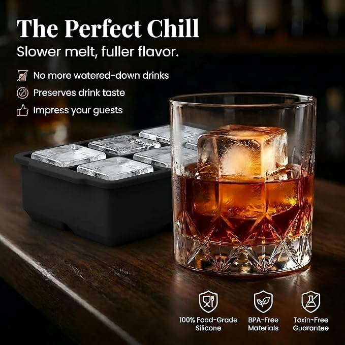 KitchFort Large Silicone Ice Cube Tray, Easy Release 2" Big Ice Cubes - Image 5