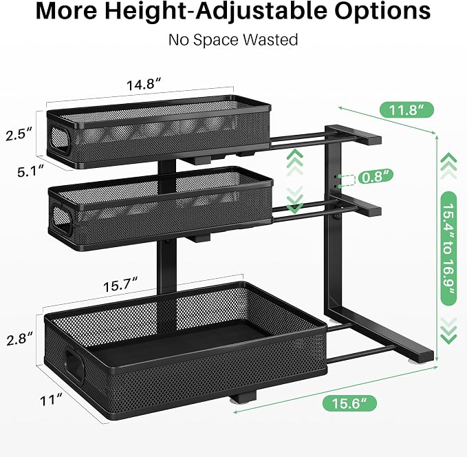 Kitstorack Under Sink Organizer, Slide out Storage Drawer Rack - Image 3