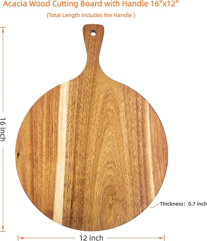 ZeQi Round Acacia Wood Cutting Board - Image 4