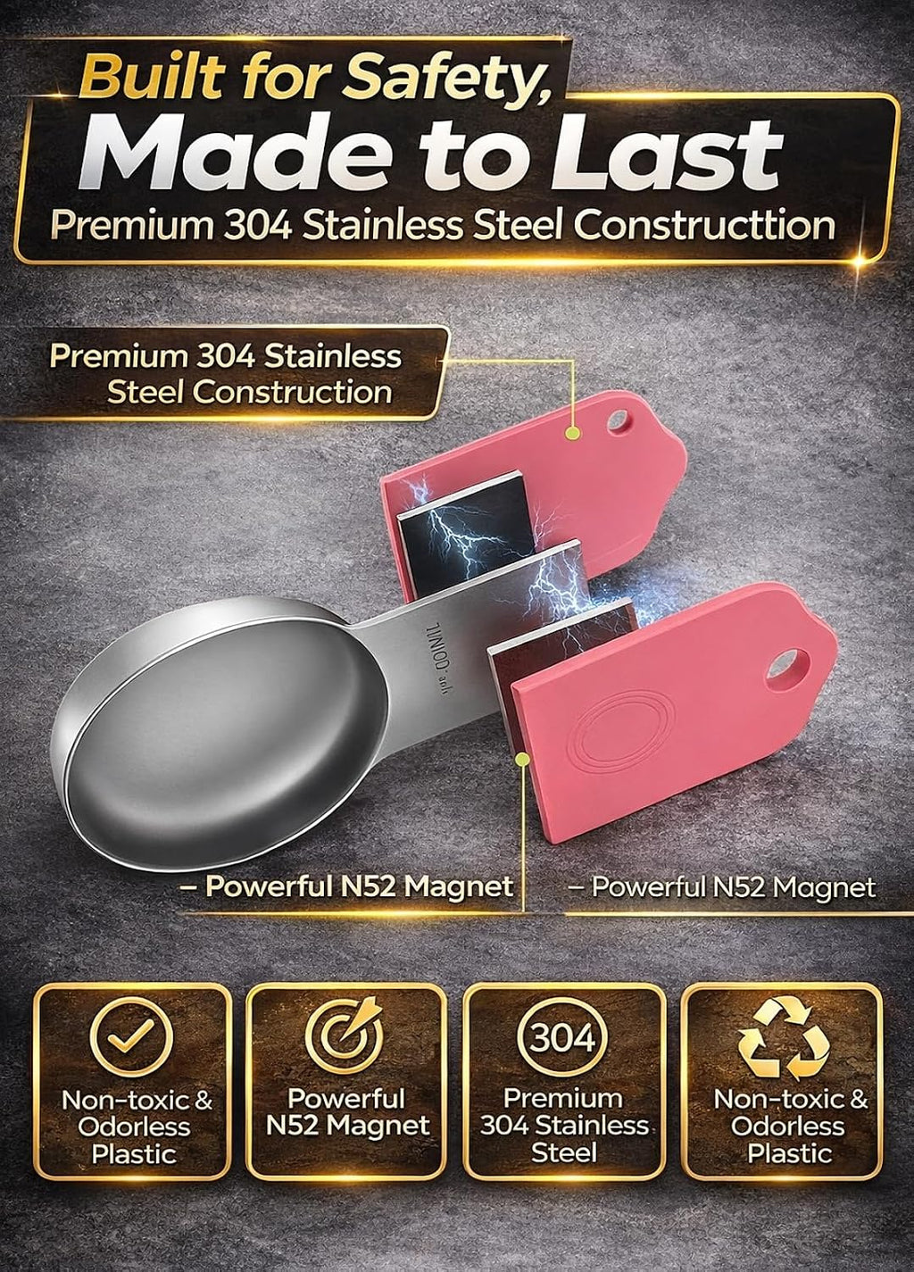 Magnetic Measuring Cups and Spoons Set304 Stainless Steel Dual Scale