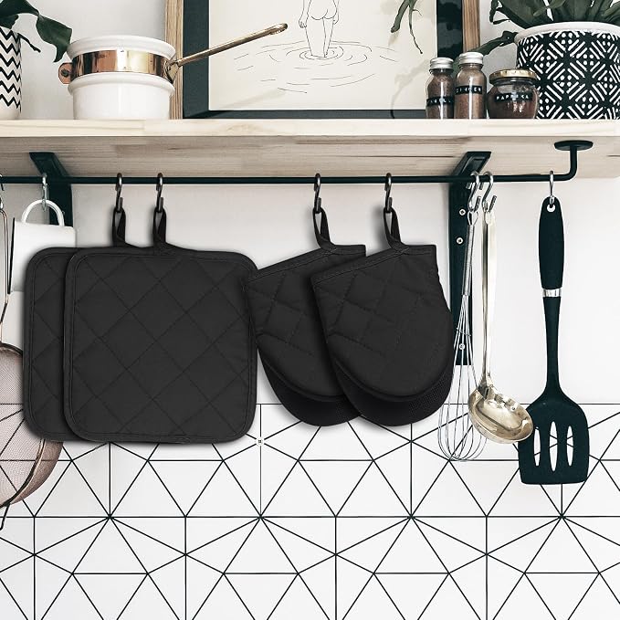 Oven Mitts and Pot Holders Set, Heat Resistant Silicone Kitchen Mini Oven - Image 7