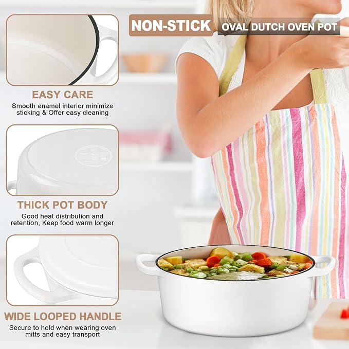 E-far 5QT Oval Dutch Oven Pot - Image 3