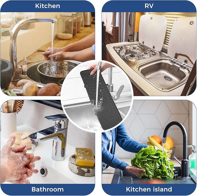 BFONS Silicone Faucet Handle Drip Catcher Tray, 24in x 5.55in - Image 7