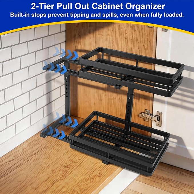 Under Sink Organizer, Dual-Rail Ball-Bearing, Under Kitchen Sink Organizer - Image 4