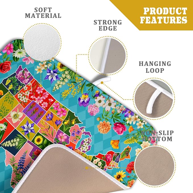 Flower Map Dish Drying Mat American Floral Decoration Coffee Mat - Image 4