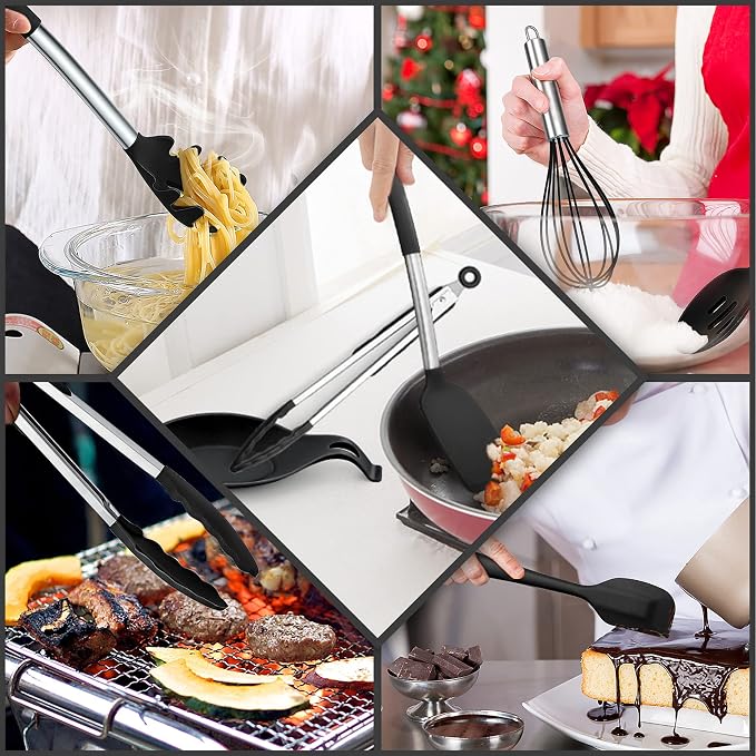 Silicone Kitchen Utensils Set, E-far 30-Piece Cooking Utensils Set - Image 4