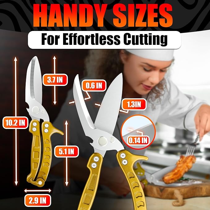 Heavy Duty Poultry Shears – Kitchen Shears Dishwasher Safe, Spring-Loaded - Image 2